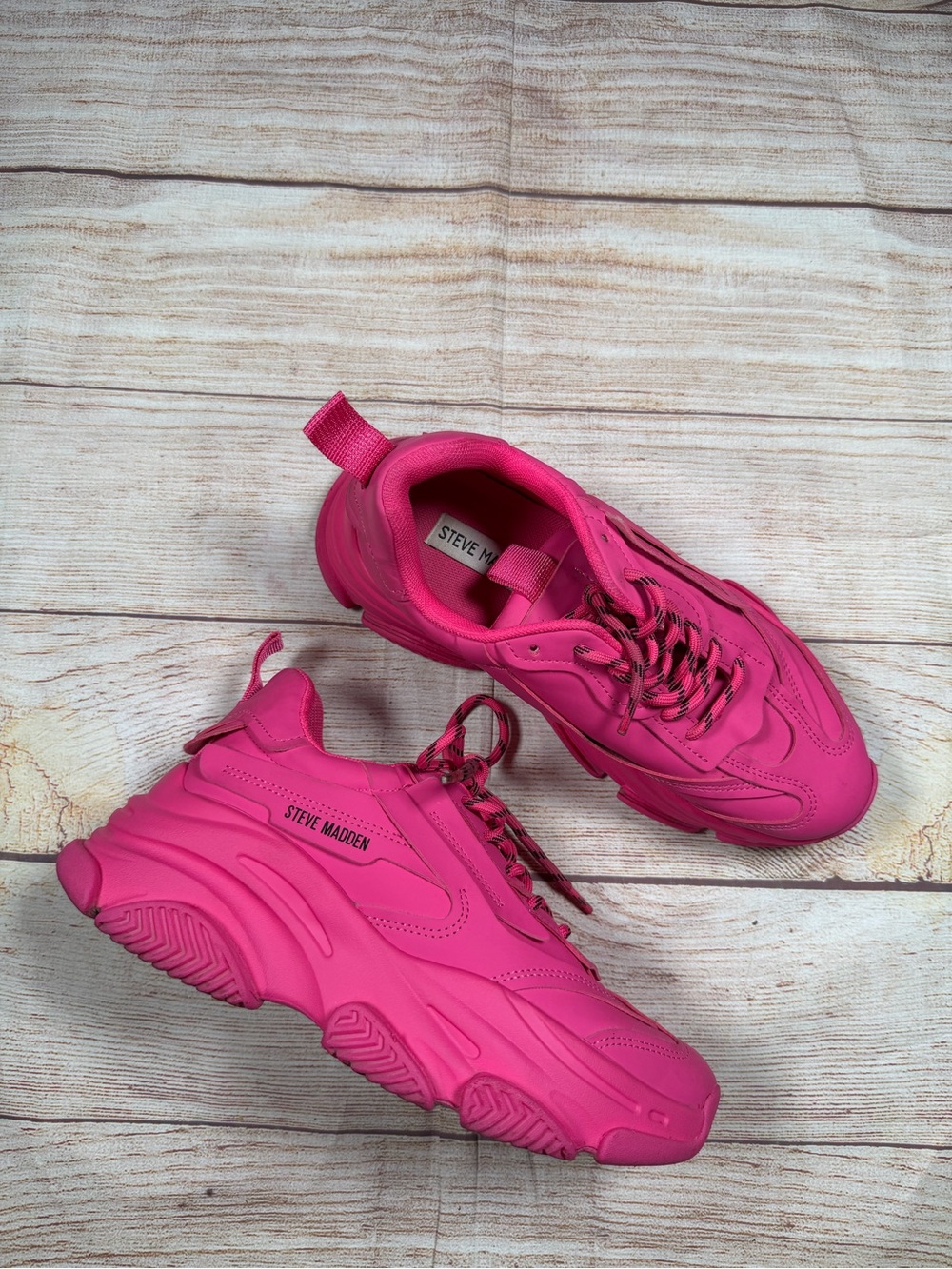 Steve Madden Possession Chunky Dad Sneaker - Bright Pink, Neon,‎ Rave